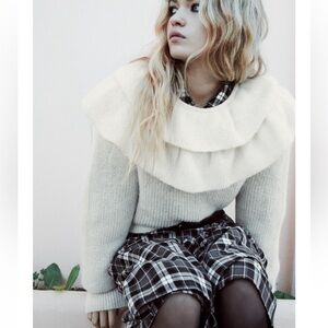 Zara Ruffled Collar Knit Sweater